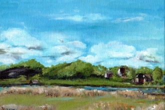 Bauernkaten an der Schlei, Öl auf Malkarton, 13 x 18 cm, 2021