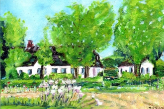 Dänisches Landhaus, Öl auf Malkarton,  13 x 18 cm, 2020