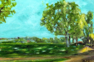 Feldweg 3, Öl auf Malkarton,  13 x 18 cm, 2023