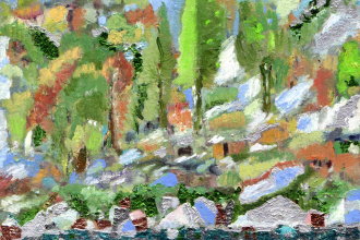 Küste Kroatien 2026, Mischtechnik auf Malkarton, 13 x 18 cm