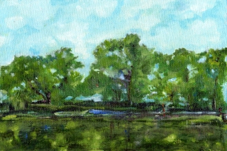 Landschaft Ostsee, Öl auf Malkarton 13 x 18 cm, 2022