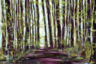 Waldweg, Öl auf Malkarton,  13 x 18 cm,  2020