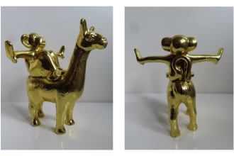 Affe reitet ohne Vogel auf Lama 2026,Imitation farbiges Blattgold, Ikea Nybyggd Modern Home Decoration, Animal Llama, Monkey Black New