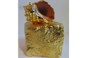 Muschelschnecke mit Pflasterstein 2025, 24 Karate vergoldet